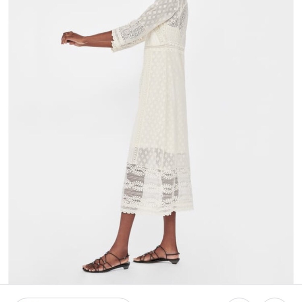 Embroidered dress with square cut neckline - Picture 4 of 4